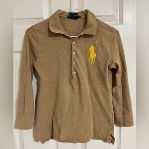 Polo by Ralph Lauren Brown Long Sleeve Top with Yellow Logo